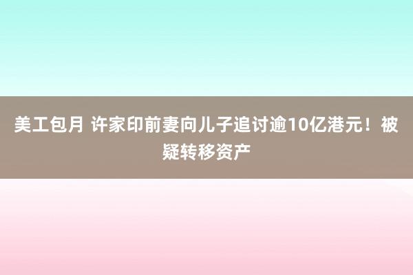 美工包月 许家印前妻向儿子追讨逾10亿港元！被疑转移资产