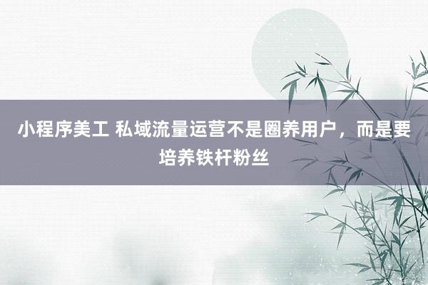 小程序美工 私域流量运营不是圈养用户，而是要培养铁杆粉丝