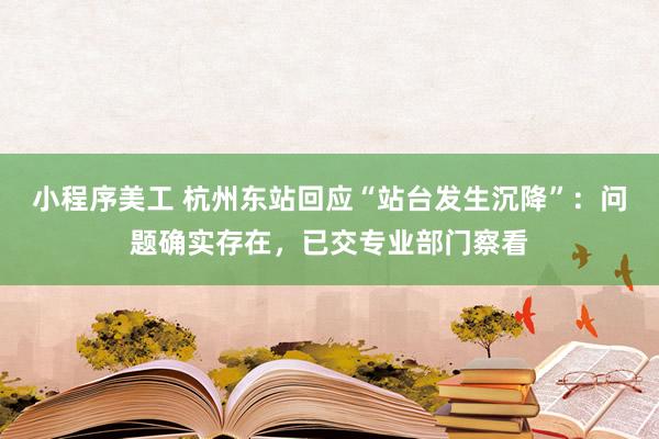 小程序美工 杭州东站回应“站台发生沉降”：问题确实存在，已交专业部门察看