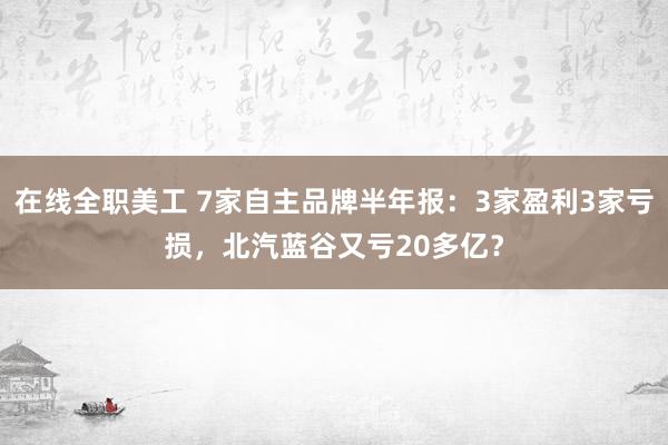 在线全职美工 7家自主品牌半年报：3家盈利3家亏损，北汽蓝谷又亏20多亿？