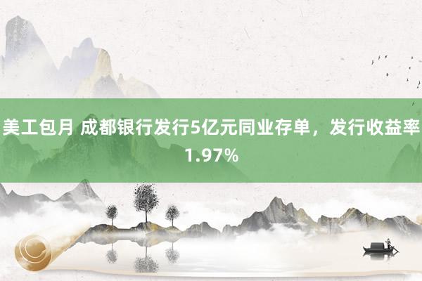 美工包月 成都银行发行5亿元同业存单，发行收益率1.97%